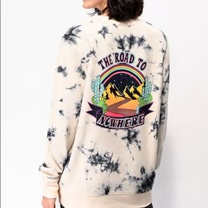 Cactus Crewneck Black and White Tyedye